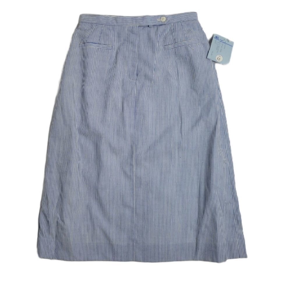 NEW VINTAGE 70s skirt deadstock pinstripe seersucker midi S